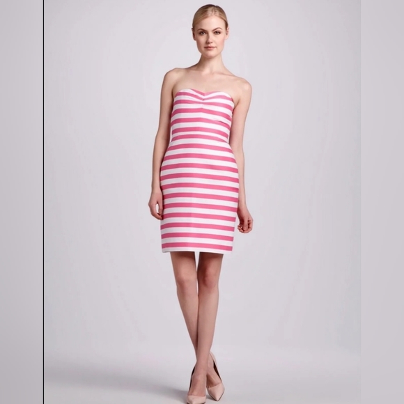 COPY - NWOT Kate Spade Betsy Pink White Striped Cocktail Dress Above Knee Strap… - Picture 5 of 11